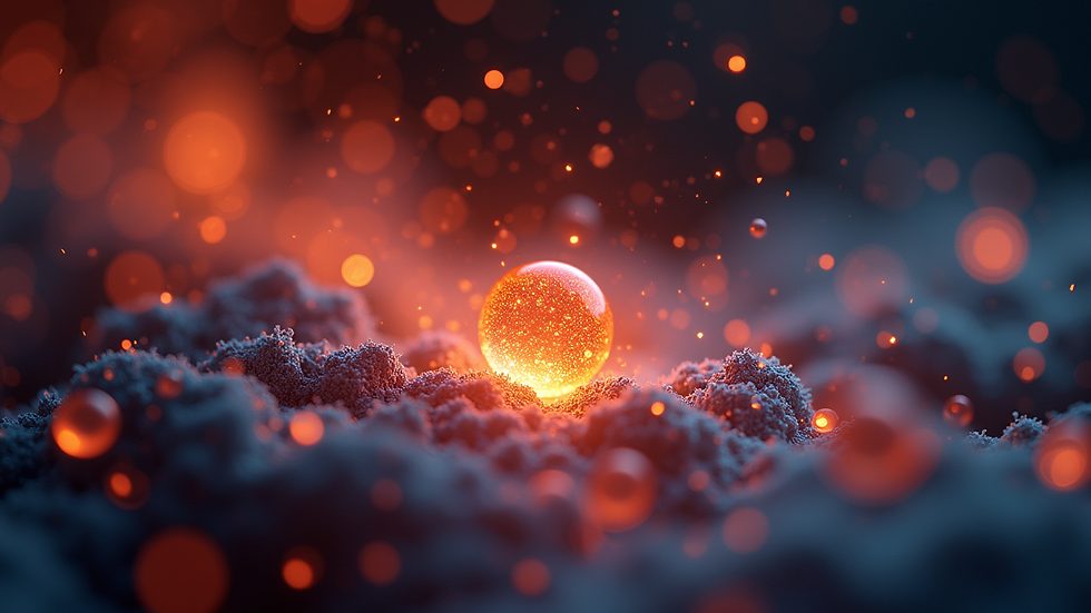 Close-up view of a glowing quantum particle simulation