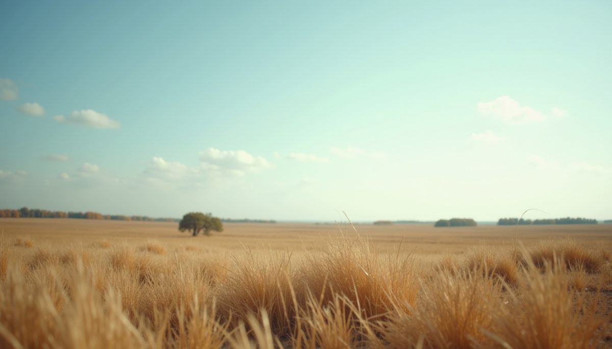 Eye-level view of a serene landscape with a clear sky