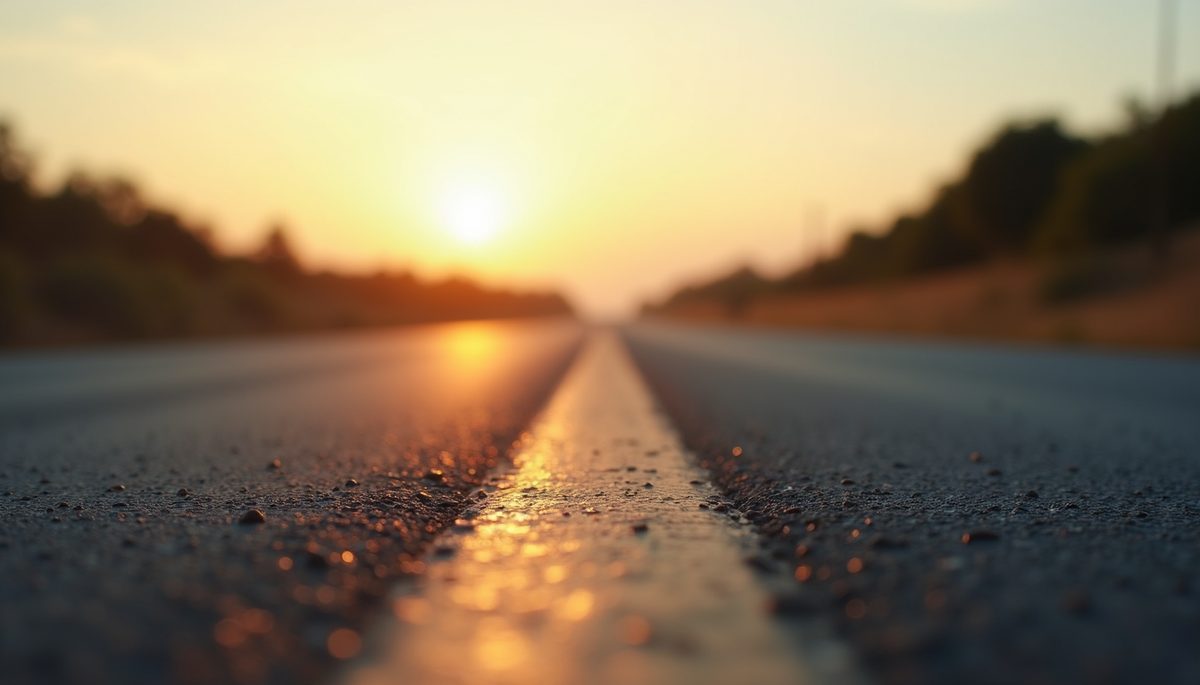 Close-up view of a road leading towards a horizon