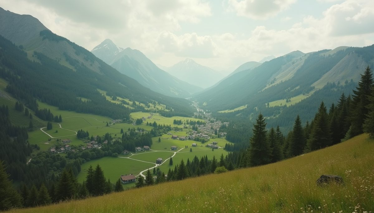 High angle view of a serene natural landscape
