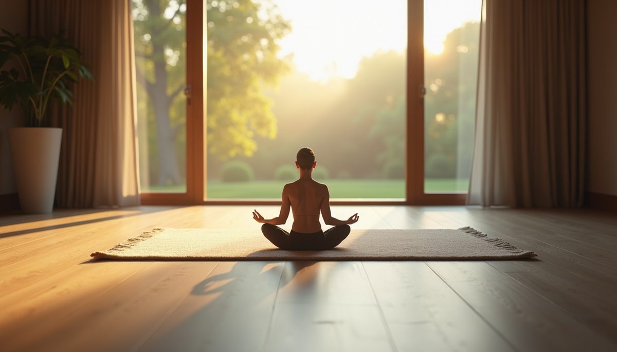 Eye-level view of a peaceful meditation space