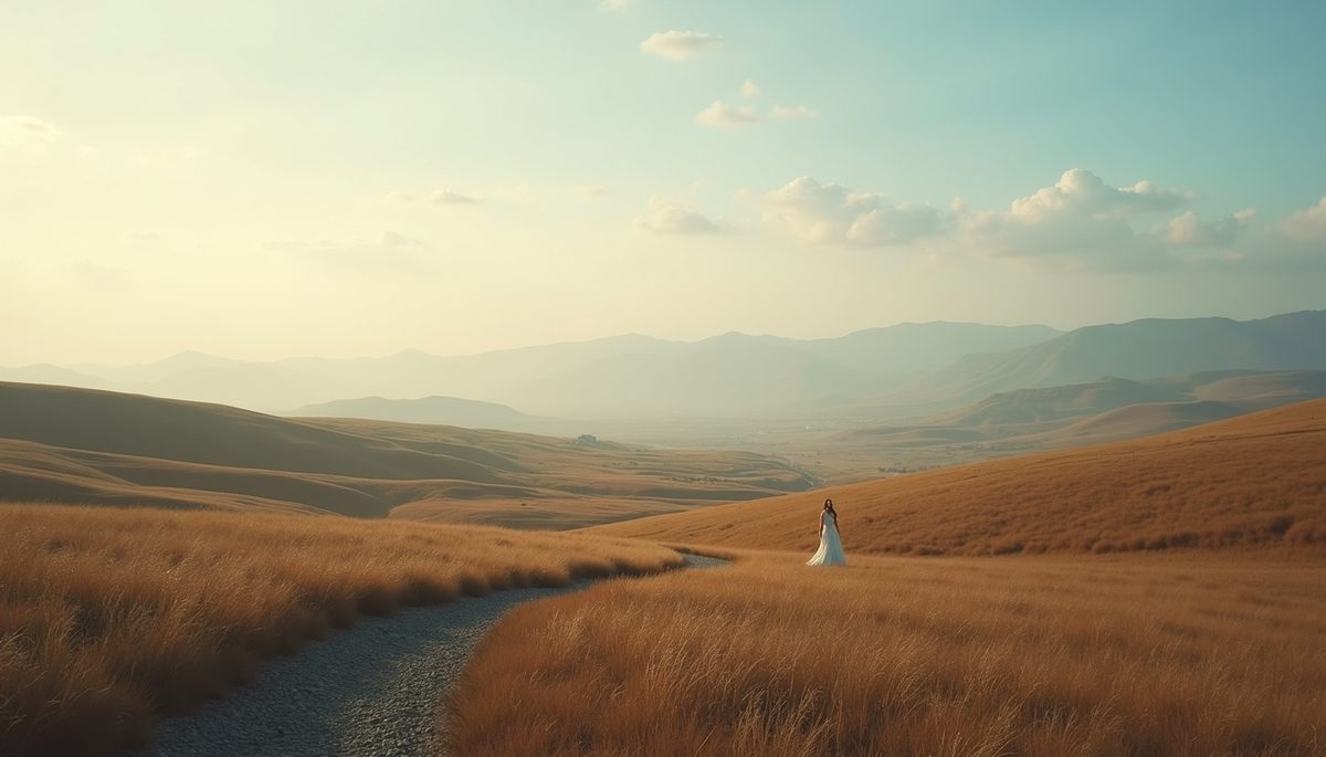 High angle view of serene landscape with open space