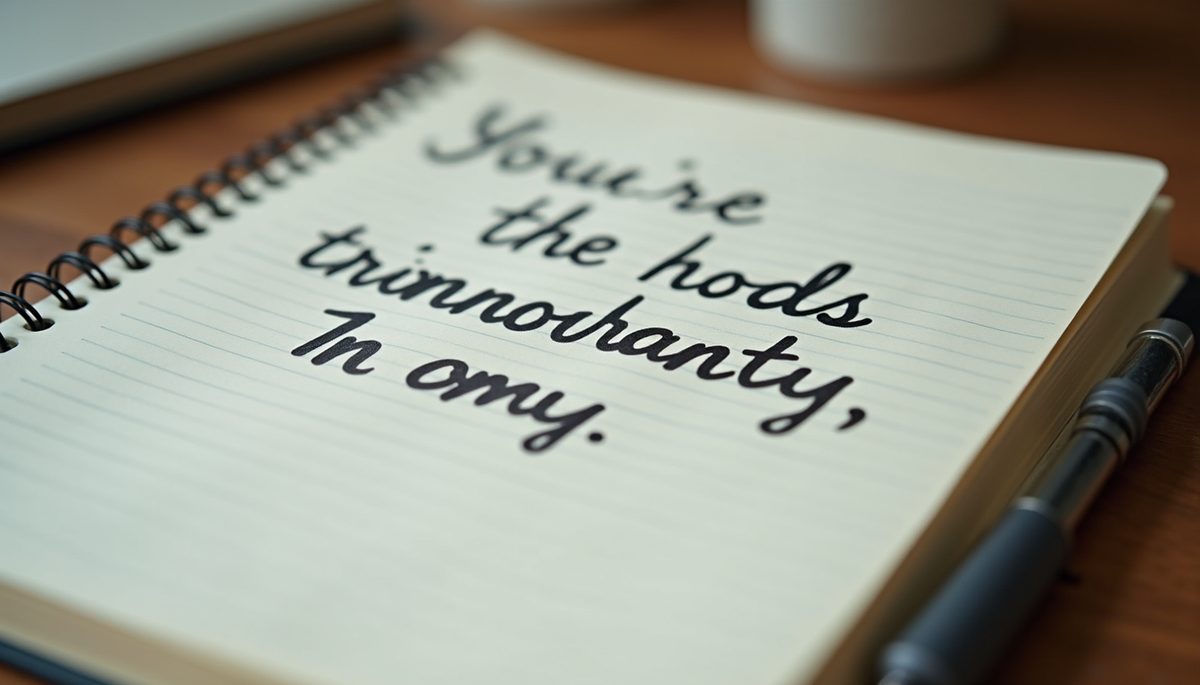 Close-up of a notebook with handwritten affirmations