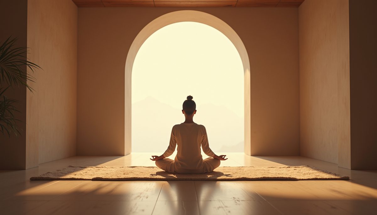 Eye-level view of a serene meditation space