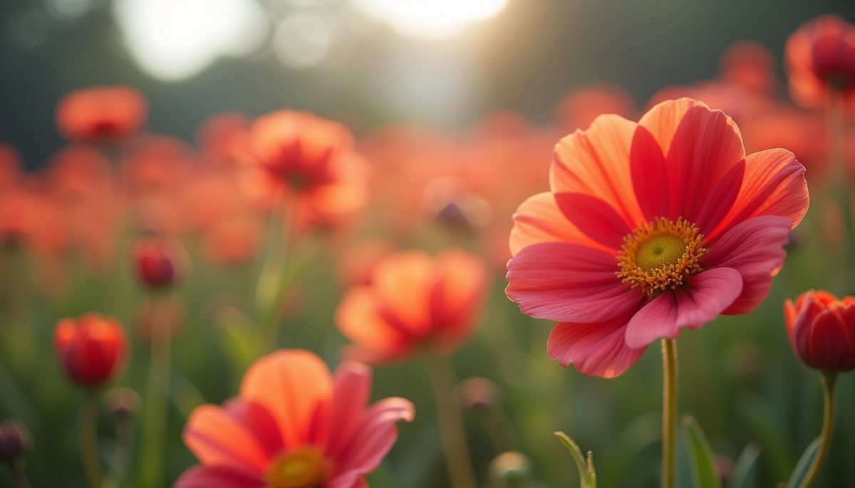 Close-up view of vibrant flowers in full bloom