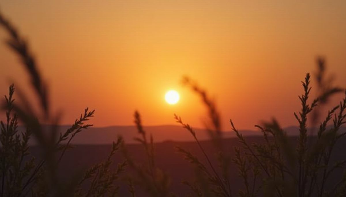 Wide angle view of a peaceful sunset