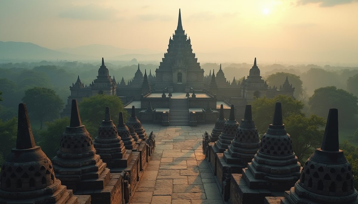 High angle view of an ancient temple, symbolizing timeless wisdom