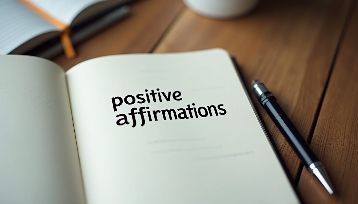 Close-up of a notebook with positive affirmations