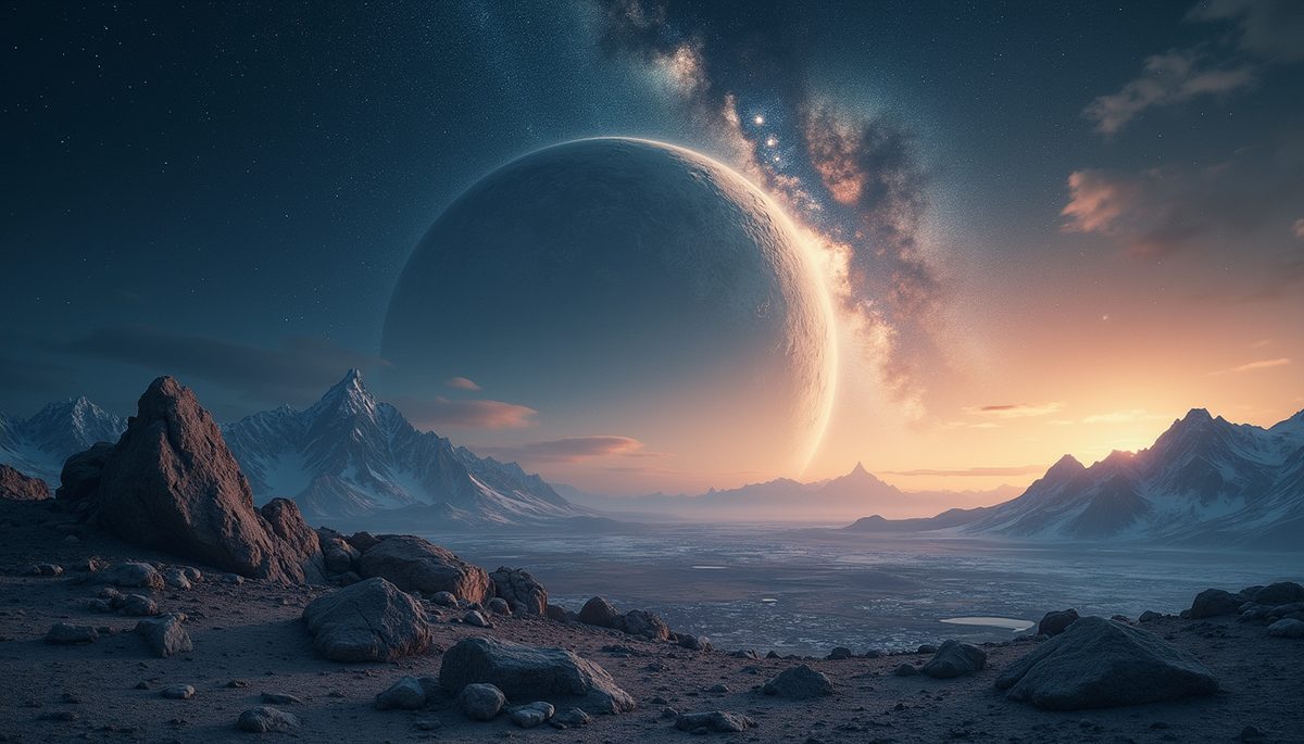 Wide angle view of a cosmic landscape