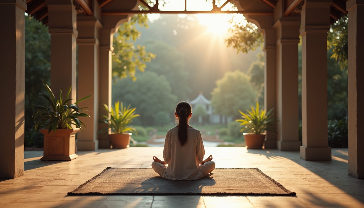 Eye-level view of a tranquil meditation space