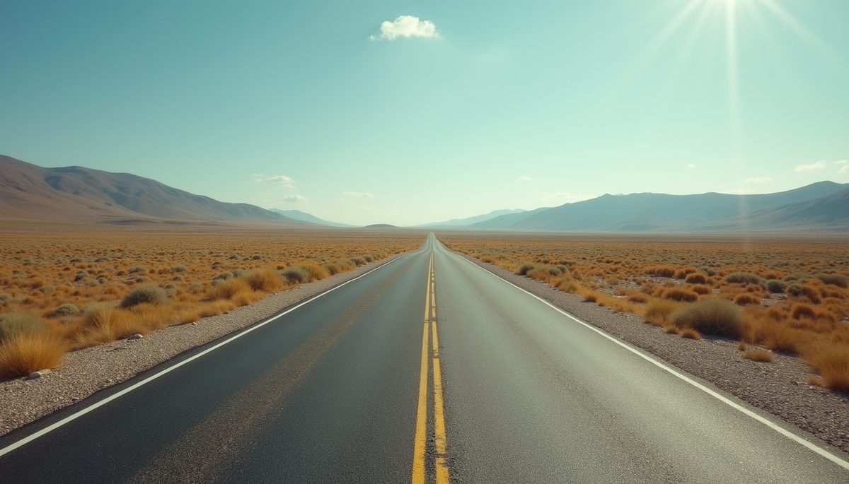 High angle view of open road representing life's journey