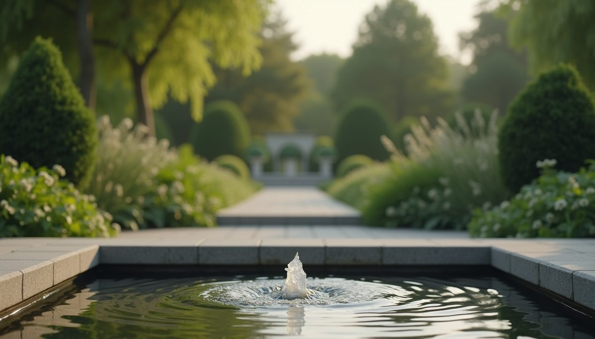 Close-up view of calming water feature in a garden