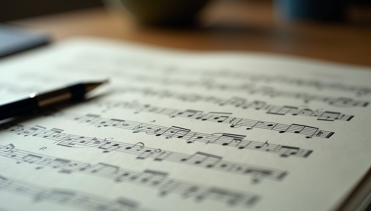 Close-up view of musical notes on sheet music