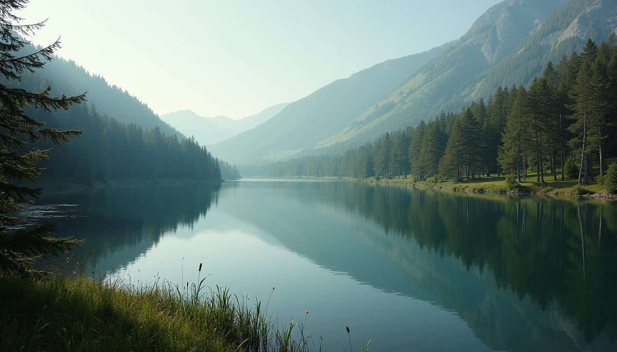 High angle view of a serene lake surrounded by trees