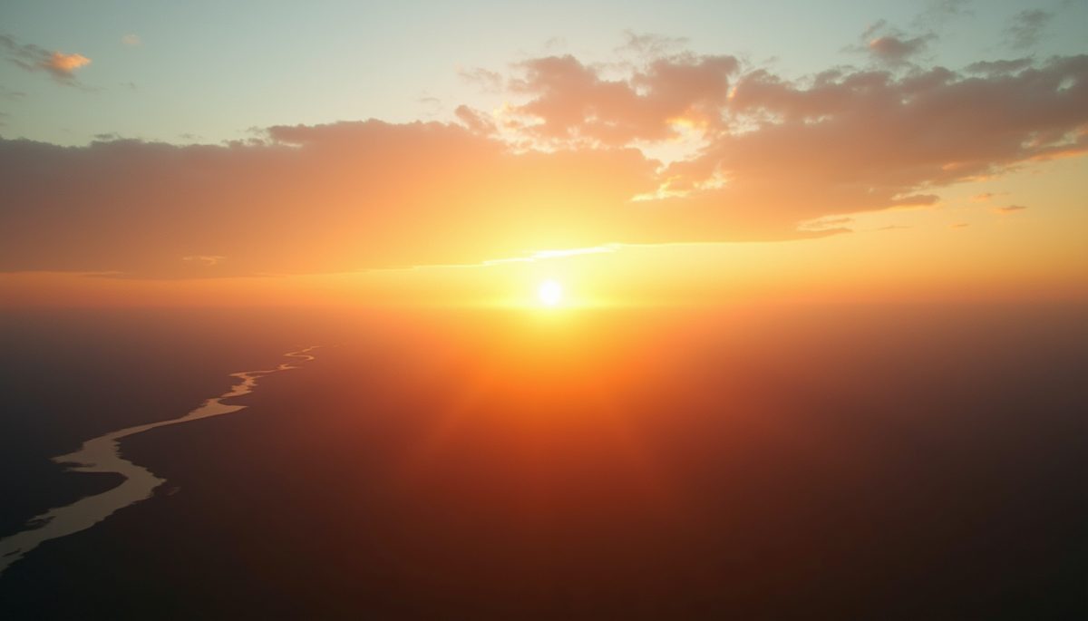 Wide angle view of a vast horizon during sunrise