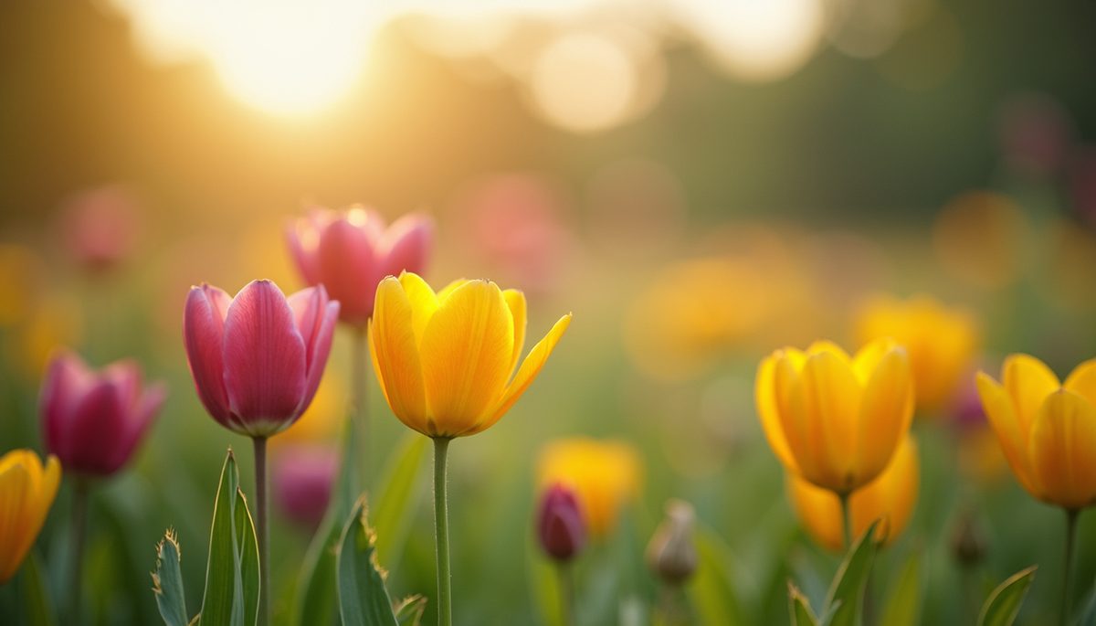 Close-up view of colorful flowers in a peaceful setting