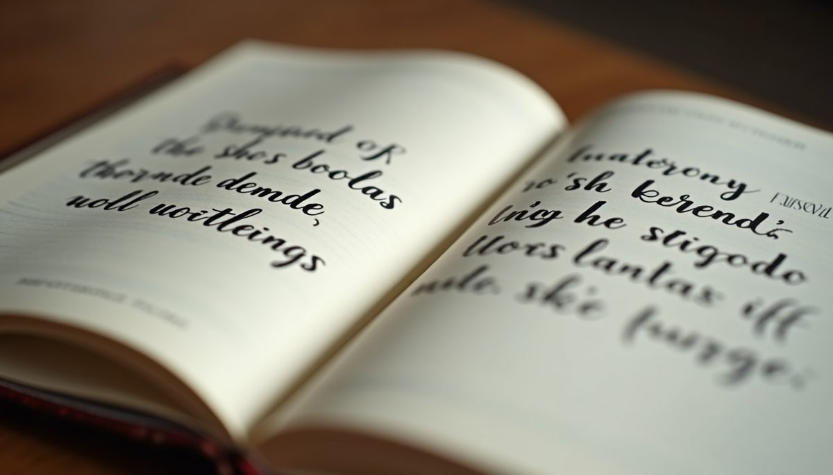 Eye-level view of a journal with uplifting affirmations written on its pages