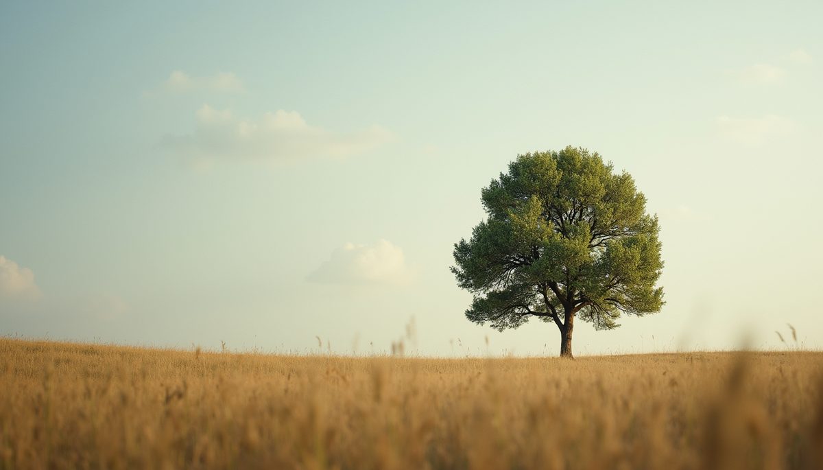 Close-up view of a lone tree in an open field