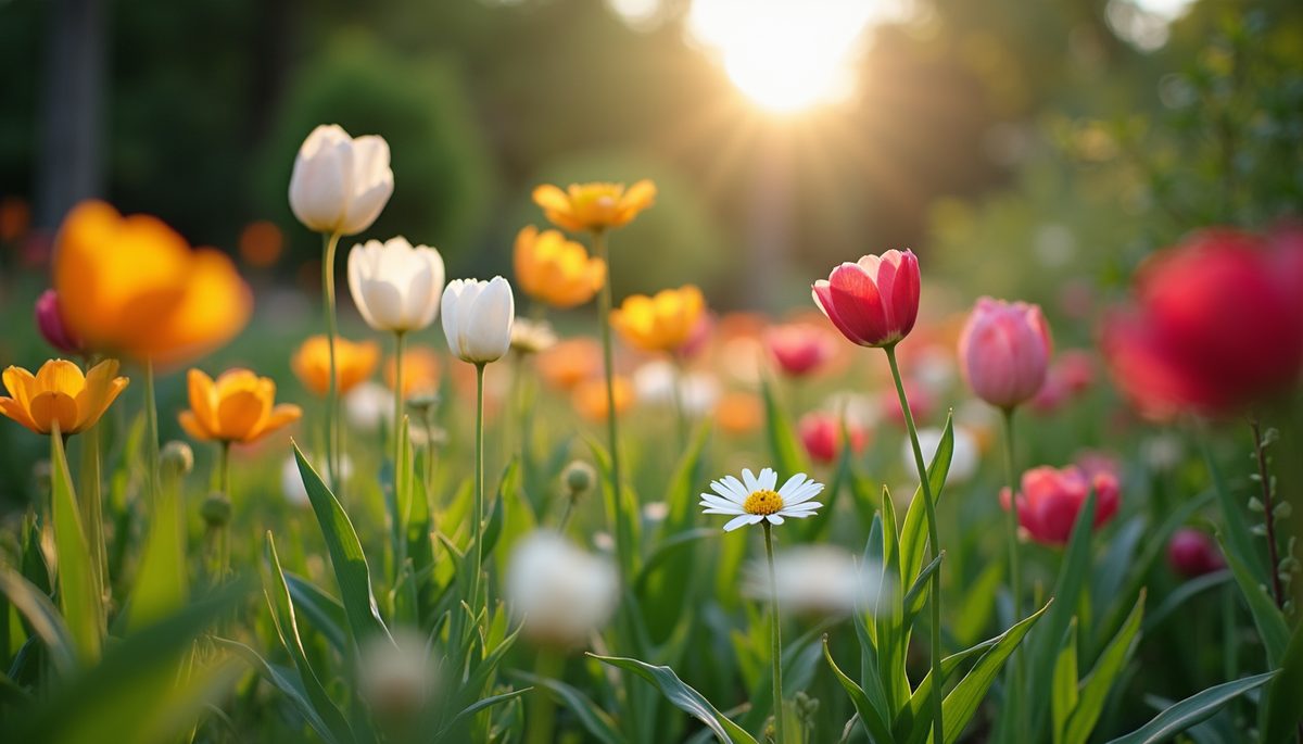 Eye-level view of a flourishing garden