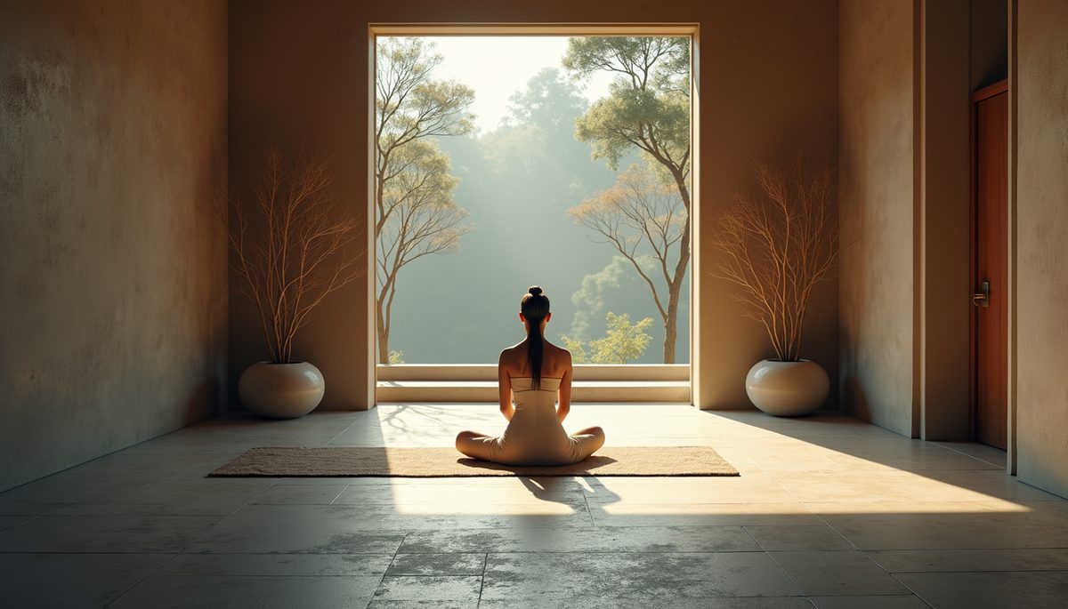 High angle view of a tranquil meditation corner