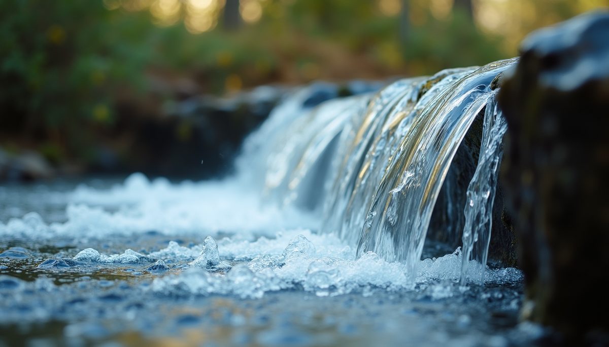 Eye-level view of cascading water representing the flow of life
