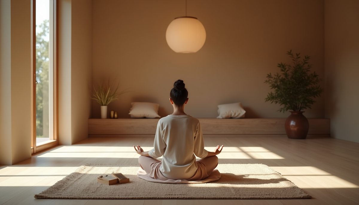 Eye-level view of cozy meditation space