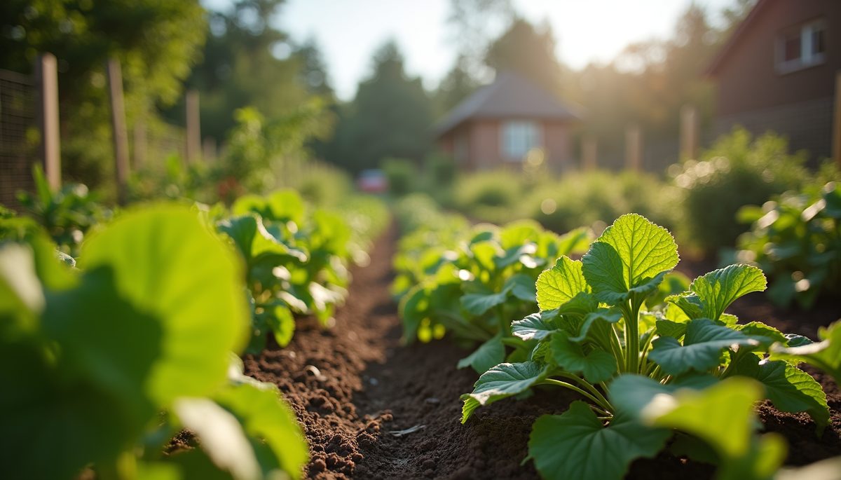 Eye-level view of a thriving community garden