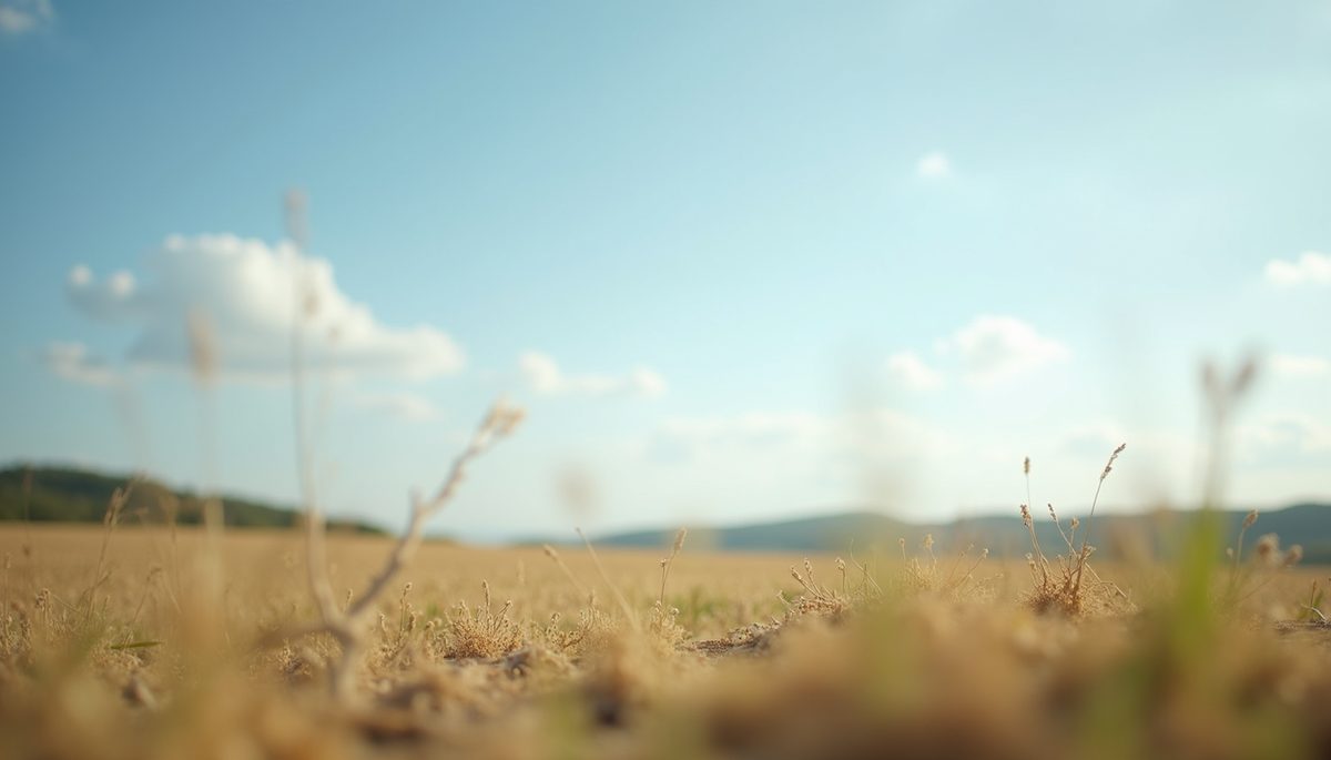 Eye-level view of a serene landscape with a clear sky