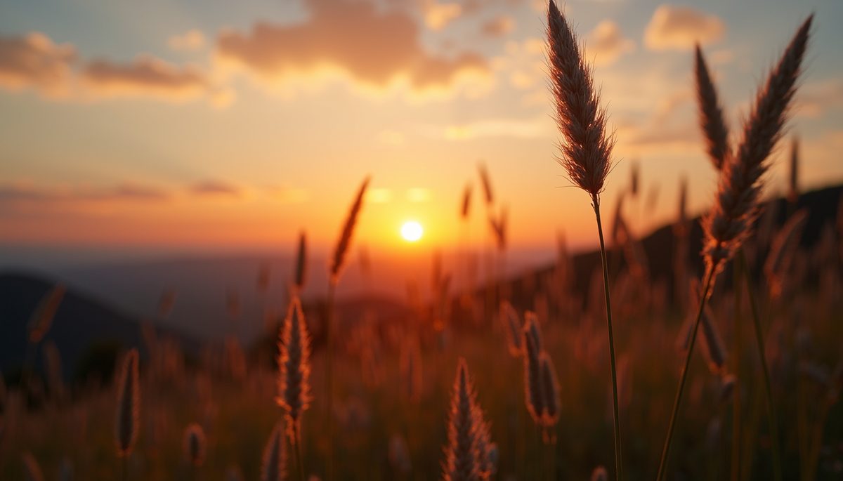 High angle view of the sun setting over a peaceful landscape
