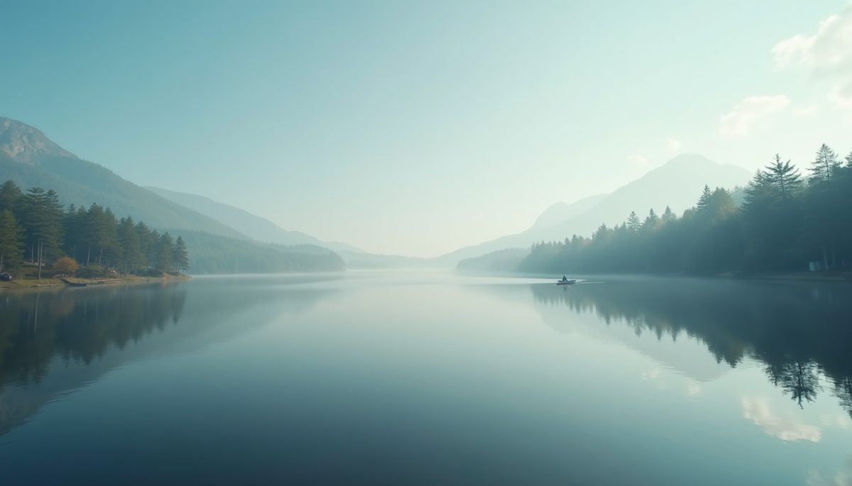 High angle view of a serene lake reflecting the sky